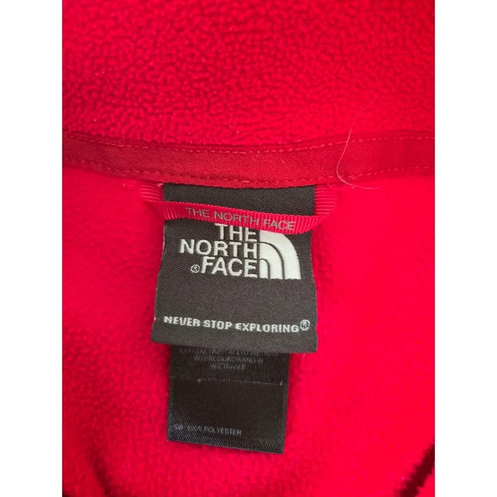 The North Face TKA 100 Classic Trinity 1/4 Zip Pullover Fleece Red Grey M EUC